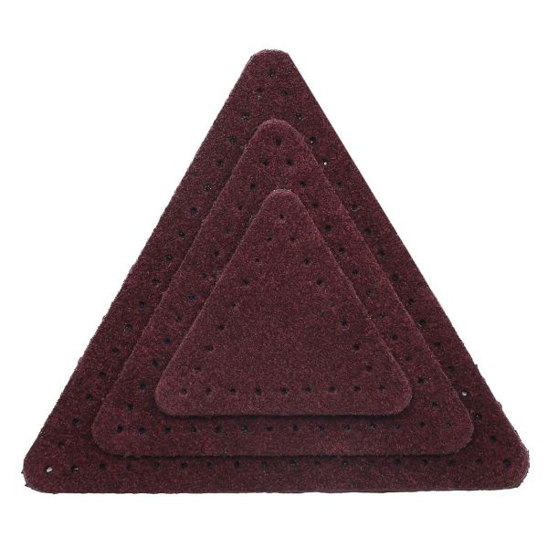 Набор заплаток пришивных из замши, треугольник равностор. 4, 6 и 8см, с перфорацией, 3 шт (31 бордовый), 59406
