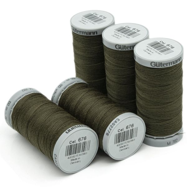 Нитки суперкрепкие Gutermann Extra Strong M782, 100м, 676 св.хаки, 5 катушек