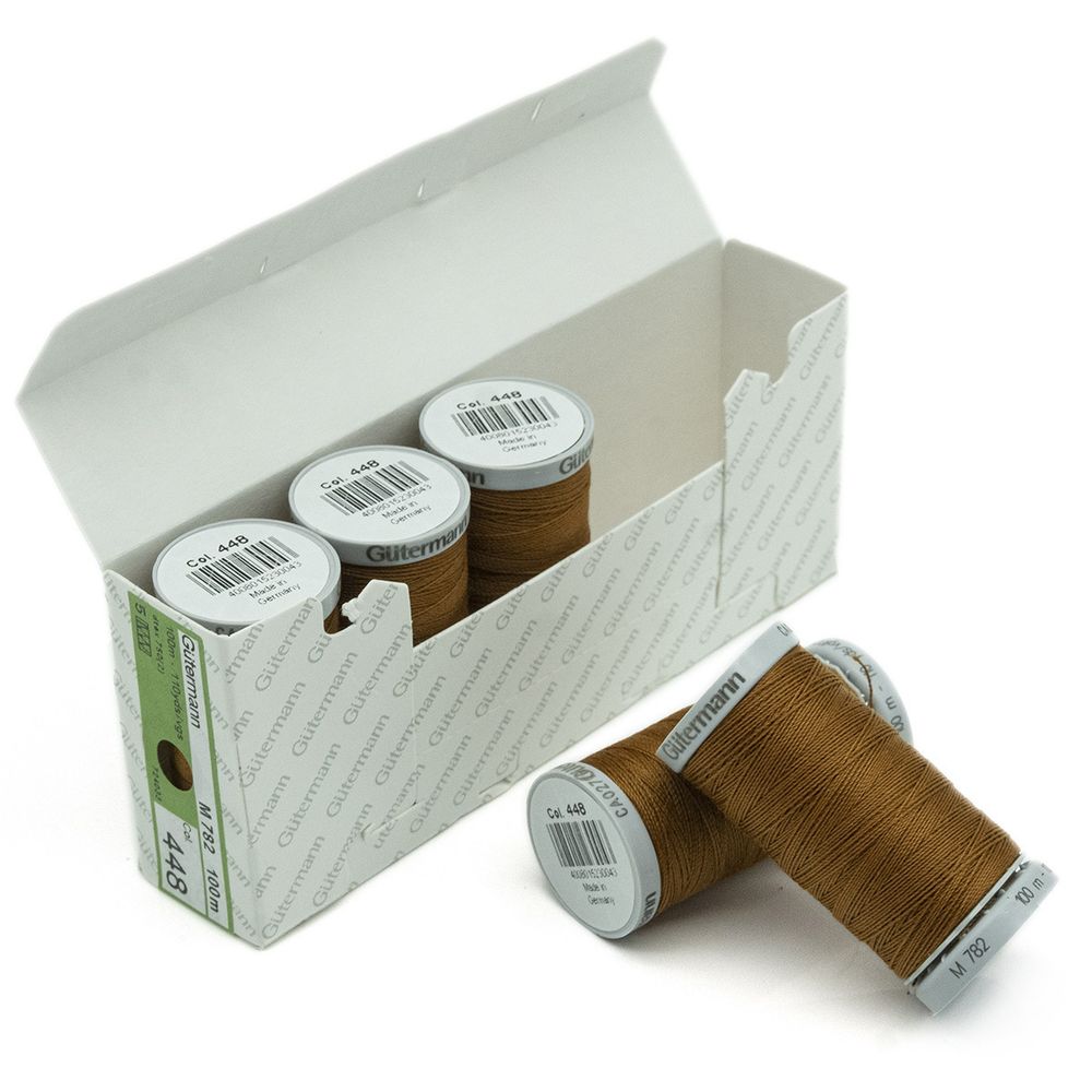 Нитки суперкрепкие Gutermann Extra Strong M782, 100м, 448 шоколадная охра, 5 катушек