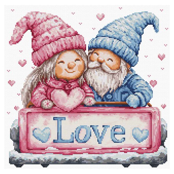 Набор для вышивания нитками Luca-S B1443, Зимняя любовь 25х25см