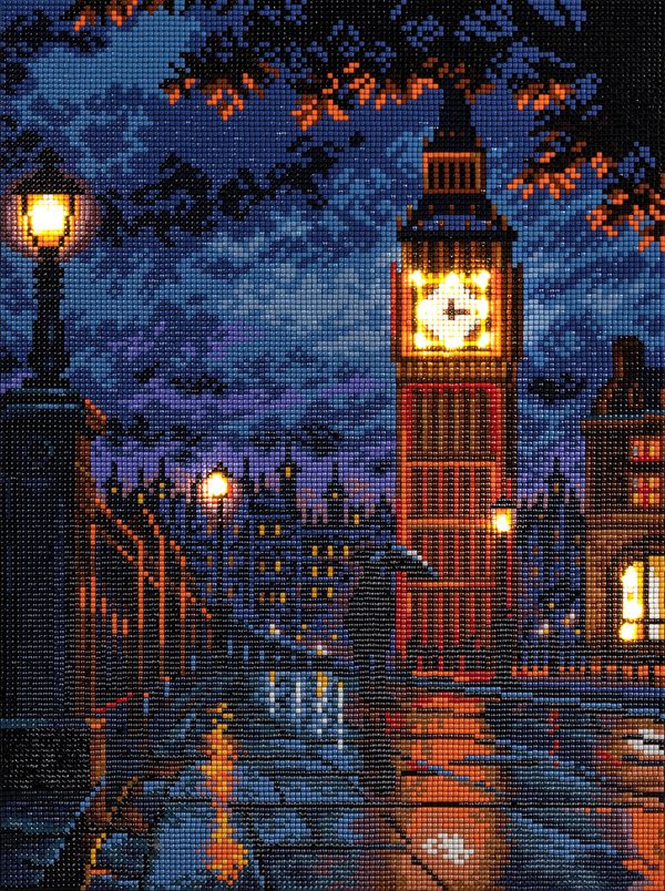 Кристальная (алмазная) мозаика Фрея ALDD-309, на подрамнике, Ночной Биг-Бен (со светодиодами), 30х40 см