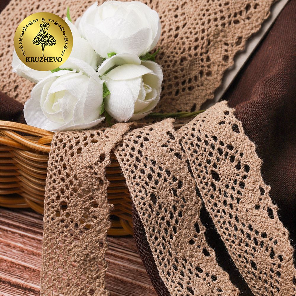 Кружево вязаное (тесьма) 30 мм / 10 метров, диз. 298, цв.30 капучино, Kruzhevo