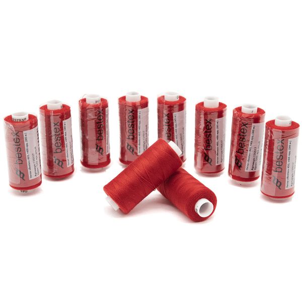 Нитки швейные бытовые Bestex 40/2, 365 м (400 ярд) / 10 кат., 049 ярко-алый