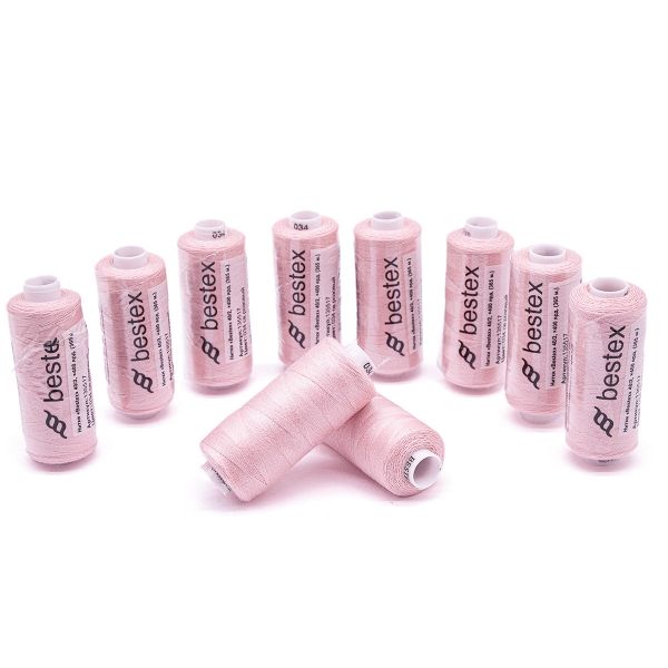 Нитки швейные бытовые Bestex 40/2, 365 м (400 ярд) / 10 кат., 034 светло-розовый