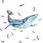 Алмазная (кристальная) мозаика Фрея, постер Кит и рыбки, 30х30 см