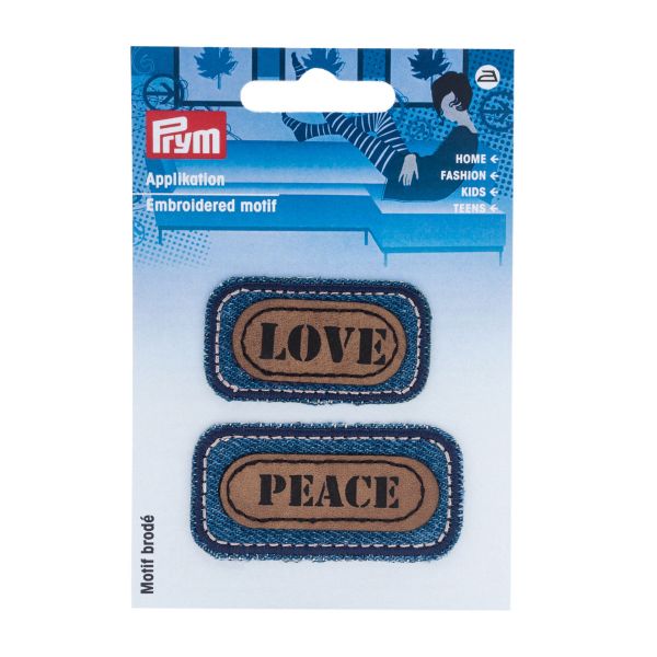 Термоаппликация джинс LOVE, 4.7x2.6 см, 5.7x2.9 см, цвет синий/коричневый, 2 шт, 921496