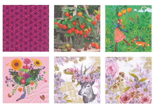 Салфетки для декупажа ассорти 09 33х33, 6 шт, Восхитительный Букет, Love2art SDP №0419-09