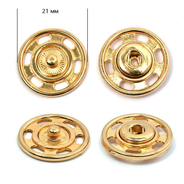 Кнопка пришивная металл ⌀21.0 мм, TY-BJ107, цв.золото уп. 50 шт, TBY