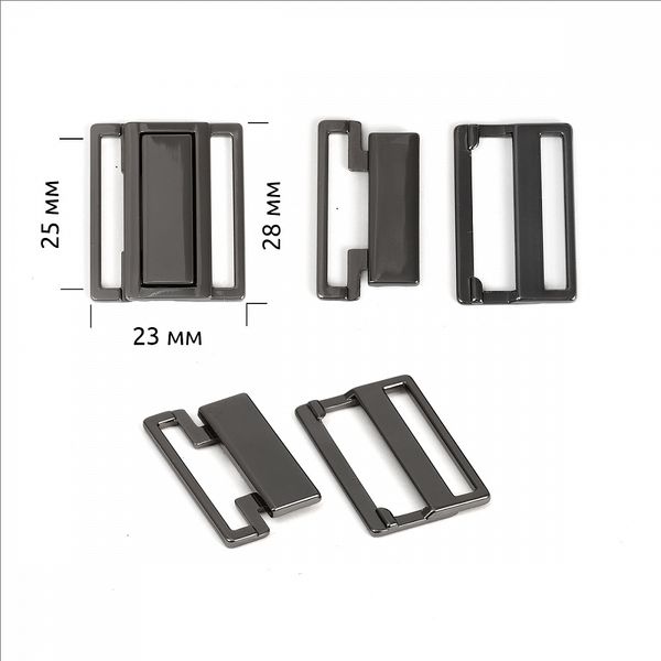 Пряжка-застежка для купальников металл 25.0 мм, 123SW цв.черный никель уп.10 шт