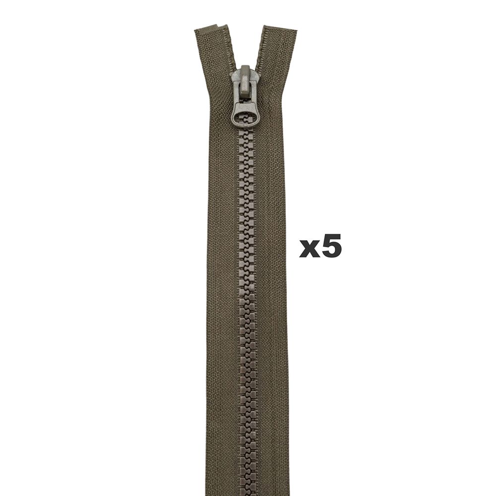 Молния трактор Т8 (8 мм) 2 зам., разъем., 75 см, 078 т.хаки, 5 шт