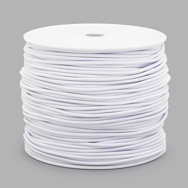 Резинка шляпная (шнур эластичный) ⌀2.5 мм / 100 метров, 01 белый