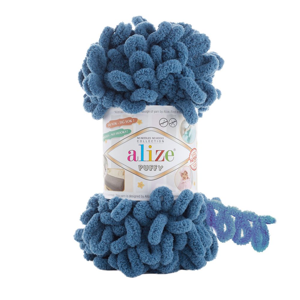 Пряжа Alize (Ализе) Puffy / уп.5 мот. по 100 г, 9м, 637 джинс A