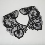 Пришивной кружевной воротник 100 мм, на сетке, 5 пар, Турция, черный/под серебро, Gamma VKRM-27-03