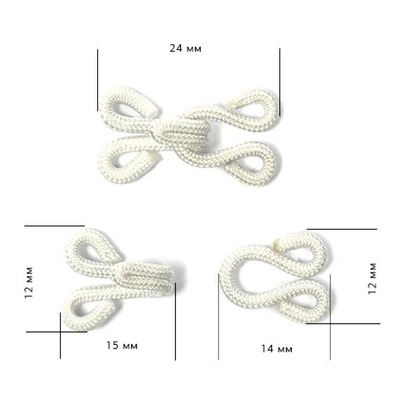 Крючки пришивные в оплетке 24 мм, цв. белый, уп. 50 шт