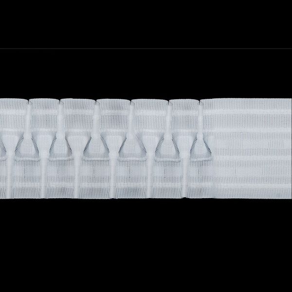 Лента (тесьма) шторная: сборка вафельная (1:2.5) 60 мм / 50 метров, (2 ряда петель, 4 шнура), белый, C705