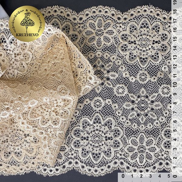Кружево бельевое эластичное 185 мм / 3 метра, TBY.00755, цв.126 бежевый