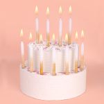 Набор свечей для торта 39 г 0.8 см, 12х12 шт, белые с блестками, Boomzee BCD-39