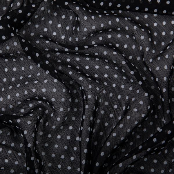 Ткань блузочная Chiffon 68 г/м², 200х147 см, 1 черный/ белый, Gamma PC-05