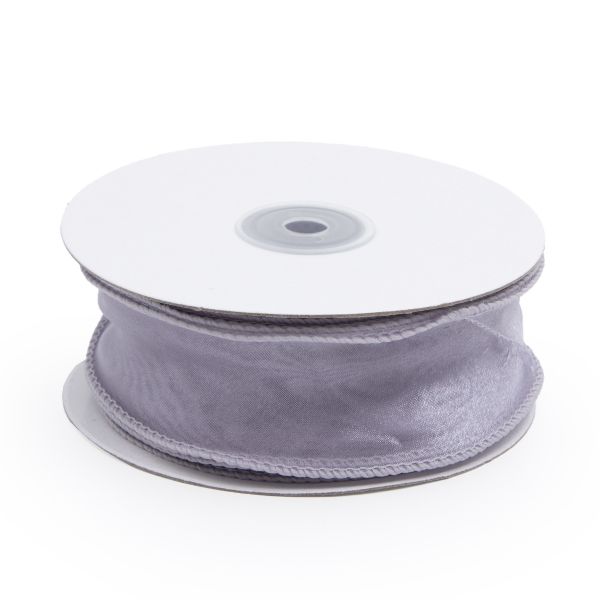 Лента декоративная с волнистым краем 38.0 мм / 18.29±1 метров, 100% органза, (светло-серый)