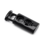 Фиксатор (зажим) для шнура металл 2 отв., 10х23 мм, (in ⌀4 мм), черный глянец, 100 шт