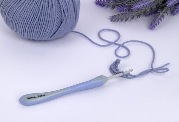 Крючок для вязания с прорезиненной ручкой ⌀3.5 мм, 14.5 см, алюминий c покрытием, Gamma RHT