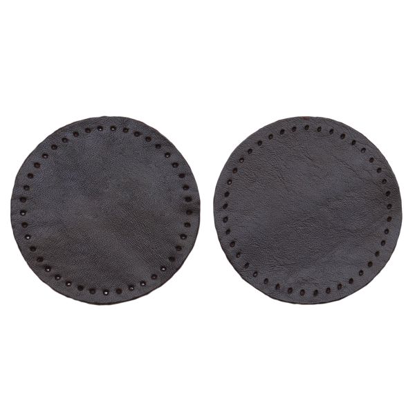 Заплатки пришивные из кожи, круг ⌀6см с перфорацией, 2 шт, 100% кожа, 03 темно-коричневый, 9111