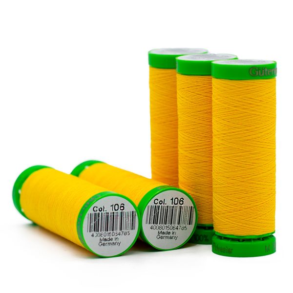 Нитки для тонких тканей Gutermann Extra Fine 150, 200м, 106 т.желтый, 5 катушек