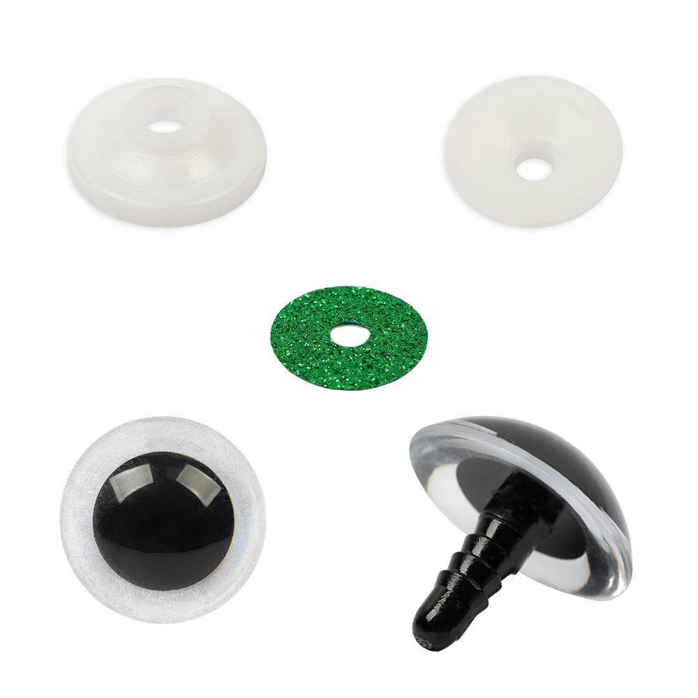 Глазки кукольные пластиковые с блестящей вставкой ⌀22 мм, 5х2 шт, зеленый, HobbyBe PGSB-22