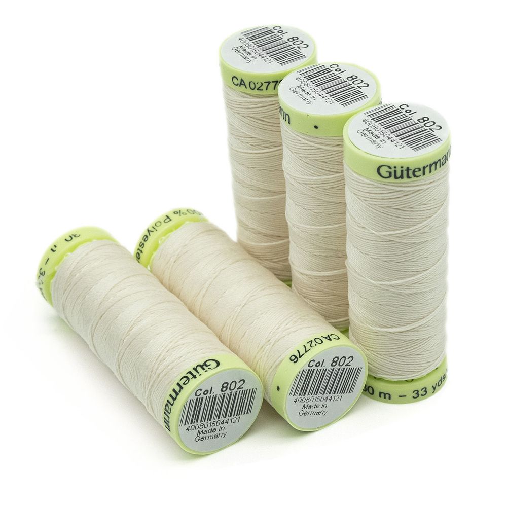Нитки отделочные Gutermann Top Stitch, 30м, 802 молочно-бежевый, 5 катушек