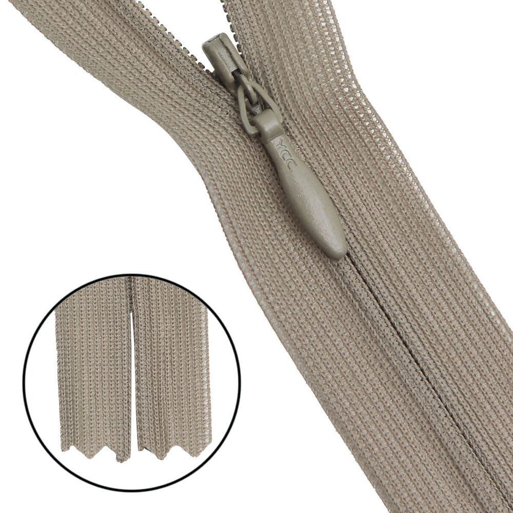 Молния потайная (скрытая) Т3 (3 мм) 1 зам., н/раз., 20 см, св.оливковый, 31207 / 20, 10 шт