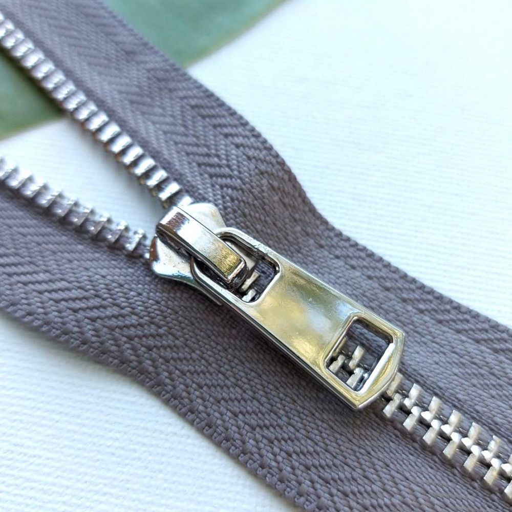 Молния металл Т5 (5 мм) 1 зам., н/раз., 18 см, никель, D323 т.серый, MaxZipper Premium, 6 шт