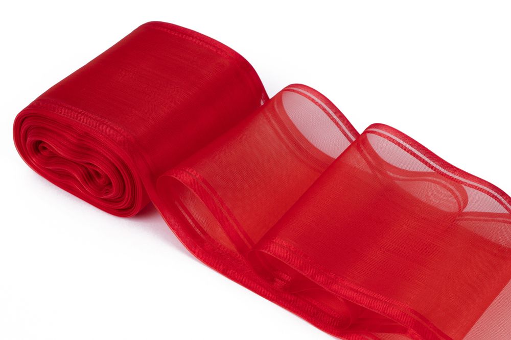 Лента капроновая (органза) для бантов 98-117.0 мм / 25±1 метров, красный, Gamma C 3504