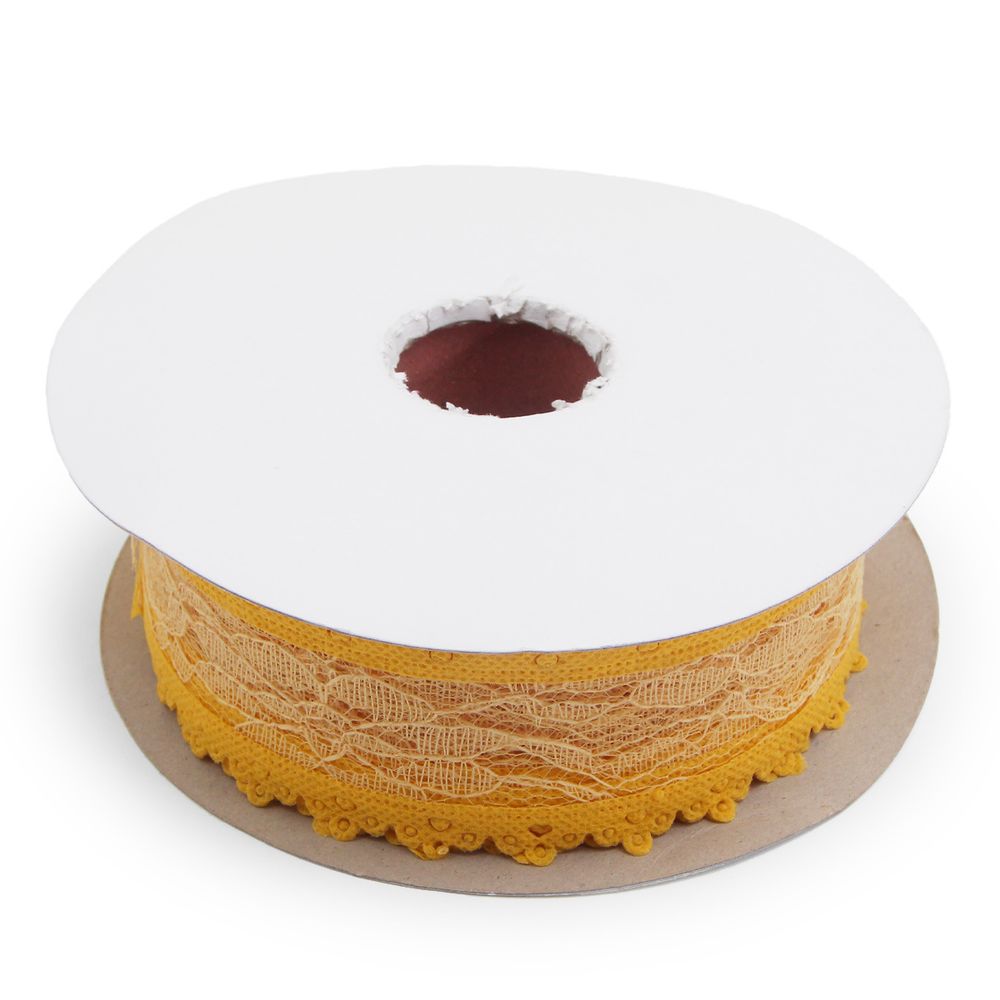 Тесьма отделочная ажурная 50 мм, 25 м, (04 желтый)