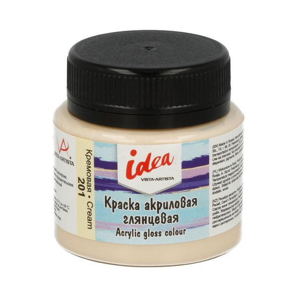 Краска акриловая декоративная глянцевая 50 мл, 201 Кремовая (Cream), Vista-Artista IGA-50