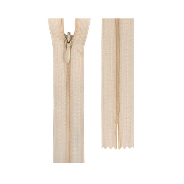 Молния потайная (скрытая) Т3 (3 мм) 1 зам., н/раз., 30 см, пластик, 297 слон.кость, G013P Gamma, 10 шт