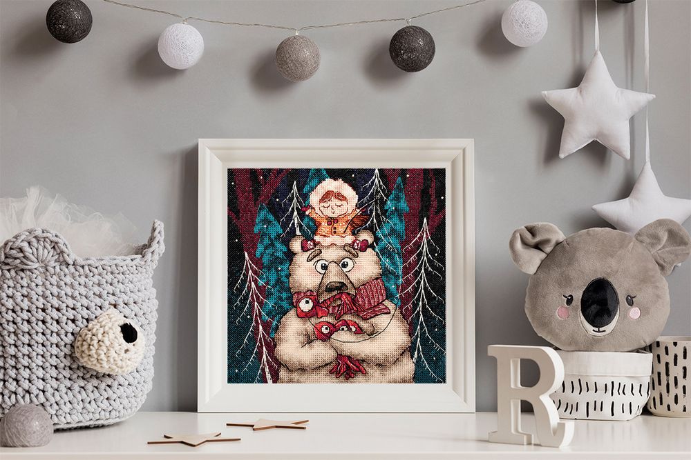 Набор для вышивания нитками Panna, Зимняя рыбалка, 17х17 см