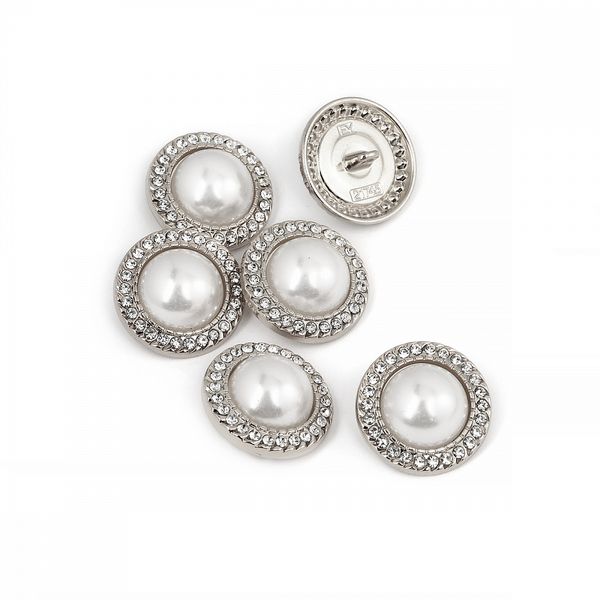 Пуговицы металлические на ножке 36L-23 мм, С-MP15 цв.серебро/перламутр, 10 шт