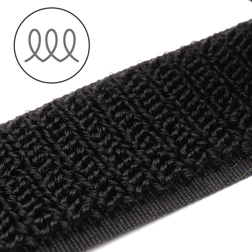 Лента контактная липучка (велкро) пришивная 25 мм / 25 метров, безворсовая, 100% нейлон, черный, ПЕТЛЯ, качество "A"