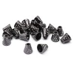 Наконечник для шнура металл колокол со стразами ⌀3,5/8 мм, 11х11 мм (чер.никель), 20 шт