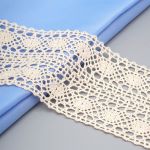 Кружево вязаное (тесьма) хлопковое 77 мм / 25 метров, двухстор. (02 бежевый)