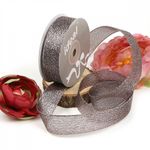 Лента с люрексом 25 мм, 139 черный/серебро, уп. 22,85 м