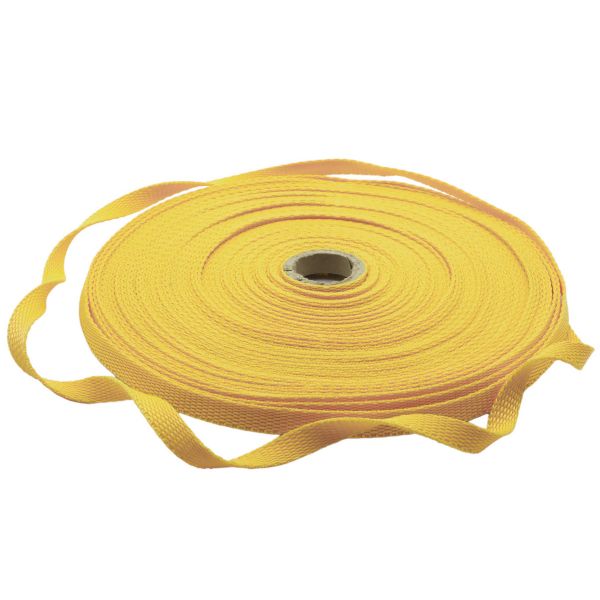 Стропа (ременная лента) 10 мм / 25 метров, толщ. 1.0 мм, [5.5 г/пог.м], 100% п/п, 2 желтый