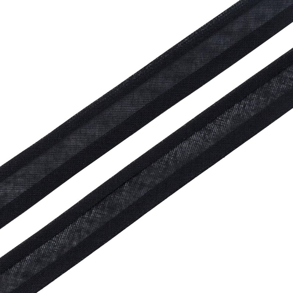 Косая бейка хлопковая 20 мм / 132±1 метра, 080 черный, 6112-0009