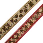 Лента (тесьма) жаккардовая 32.0 мм / 25±1 метров, рис. 9496, (2 красный/черный) С1853Г17