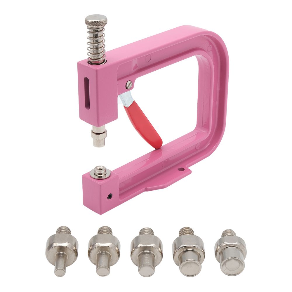 Ручной пресс для установки бусин на шипах с насадками 4, 5, 6, 8, 10 мм, New Star, розовый