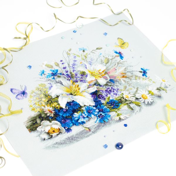 Набор для вышивания нитками Чудесная игла Premium 310-227, Нежный дуэт, 40х25 см