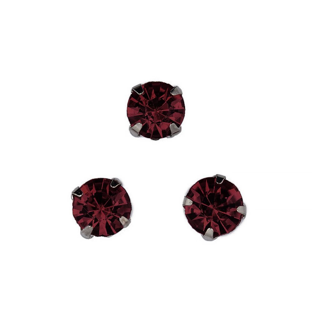 Стразы пришивные в цапах стекло MS.524.F, цв.т.фиолетовый 8 мм, уп. 288 шт