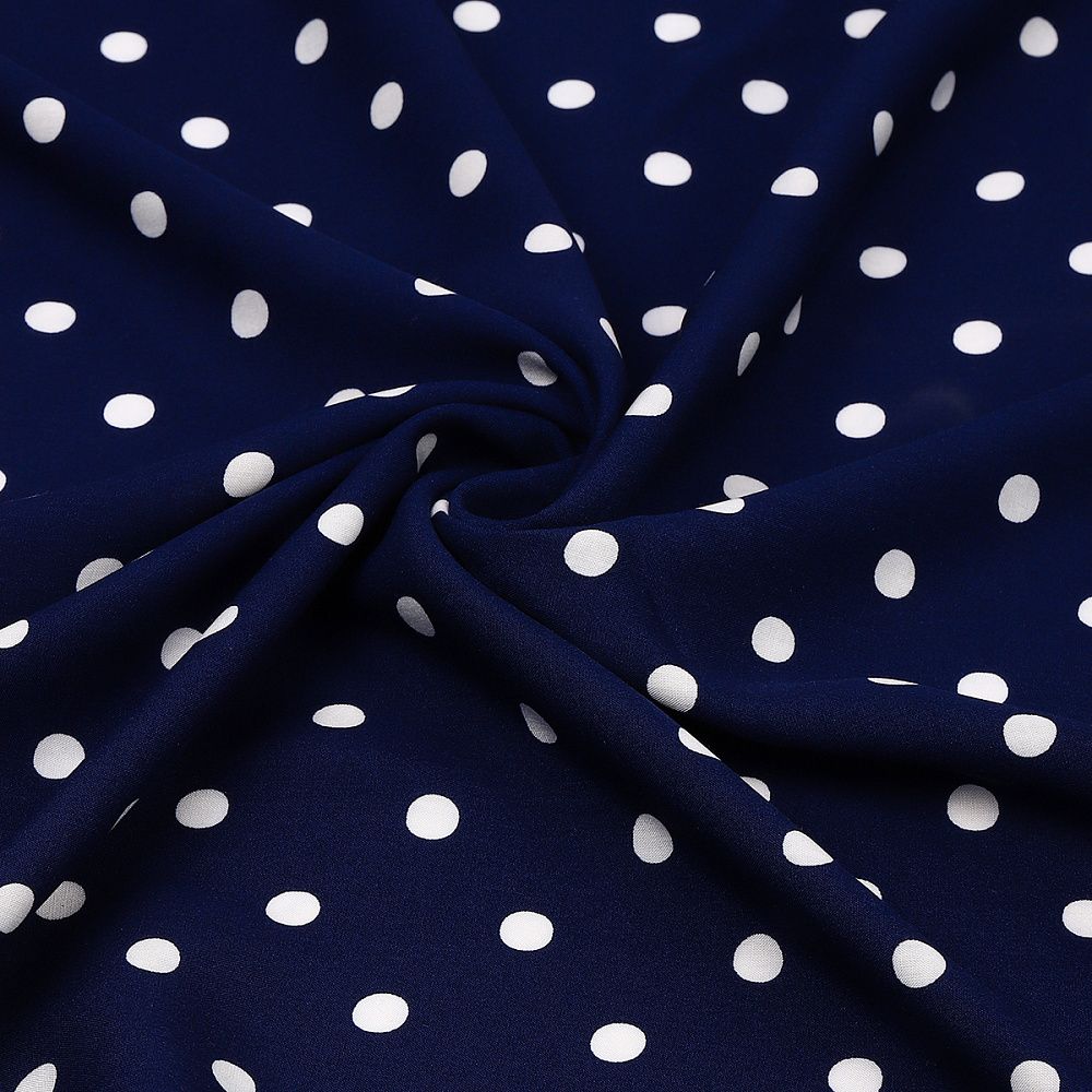 Штапель в горошек 90 г/м², 145 см / 2 метра, TBY.Vidt.02 цв.синий