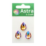 Хрустальные стразы в цапах формы капля, желтый с покрытием AB 13х18 мм, 3 шт., АЦ005НН1318