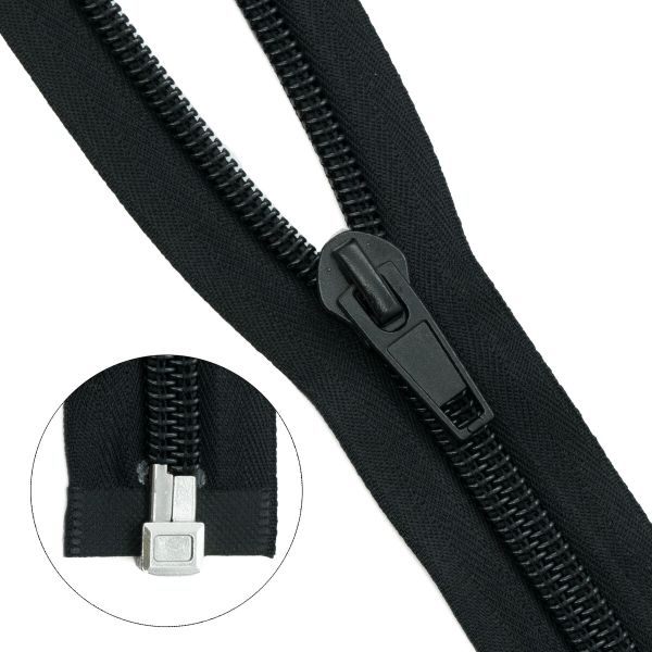 Молния спираль (витая) Т10 (10 мм) 1 зам., разъем., 80 см, черный, 10 шт